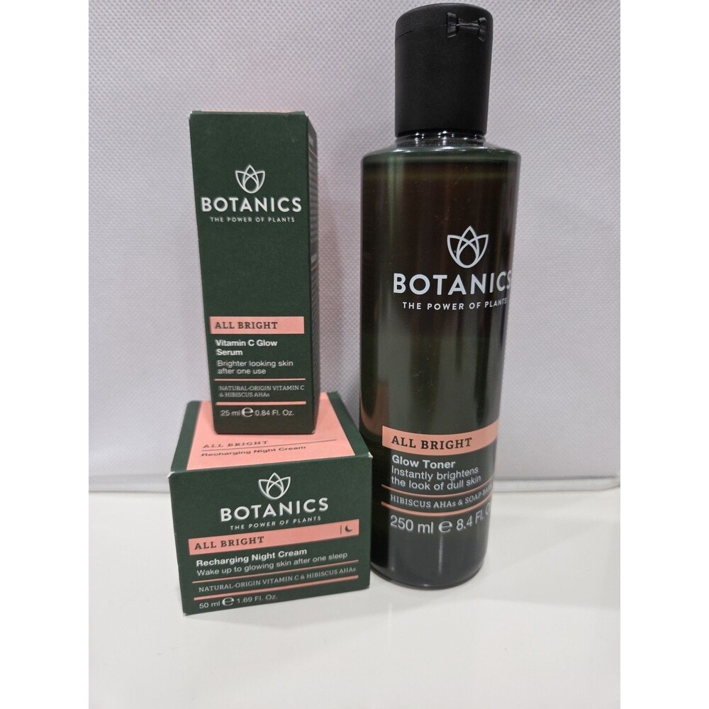BOTANICS - The Power of Plants - ALL BRIGHT  3 PIECE SET Vit C, TONER, NIGHT CRM
